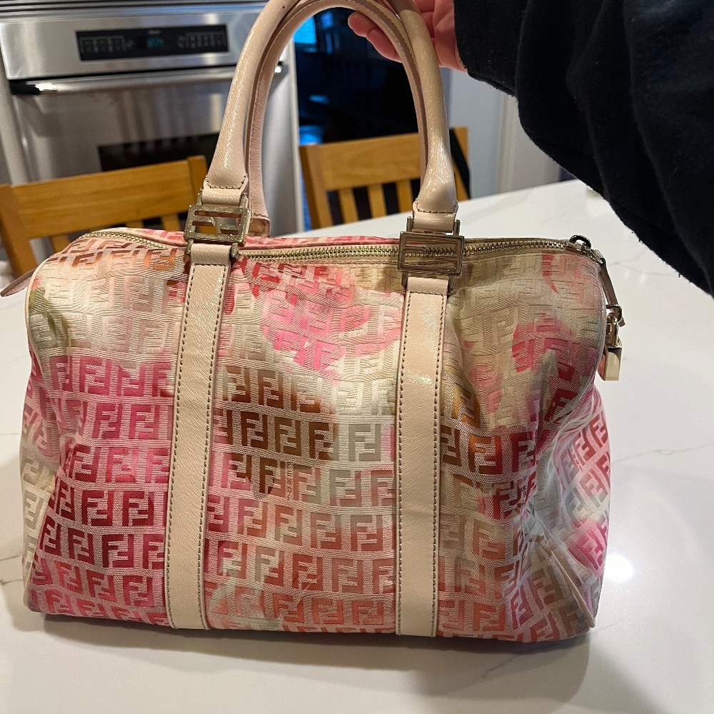 Fendi Limited Edition Rose Floral Boston Zucca